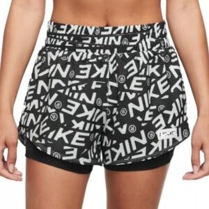 Nike One Women's Dri-FIT High-Waisted 3"‎ 2-in-1 Shorts Black XXL